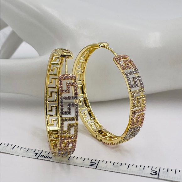 Jewelry - Italian 24k Gold Plated Hoop Earrings/Aretes De Aro Baño De Oró Italiano 24k/